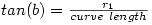 tan(b) = \frac{ r_1 }{ curve \ length }' align='absmiddle' title='tan(b) = \frac{ r_1 }{ curve \ length }